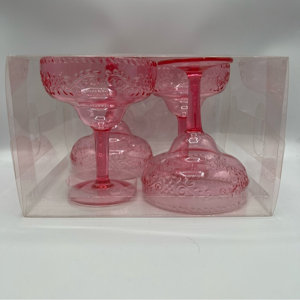 Ashland Pink Plastic Margarita Outdoor Drinkware Set of 4 Michaels Summer NIP